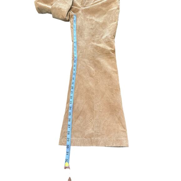 Vintage Y2K Mossimo Tan Leather Suede Western Cowgirl Wide Leg Pants Size 12 - Picture 12 of 13